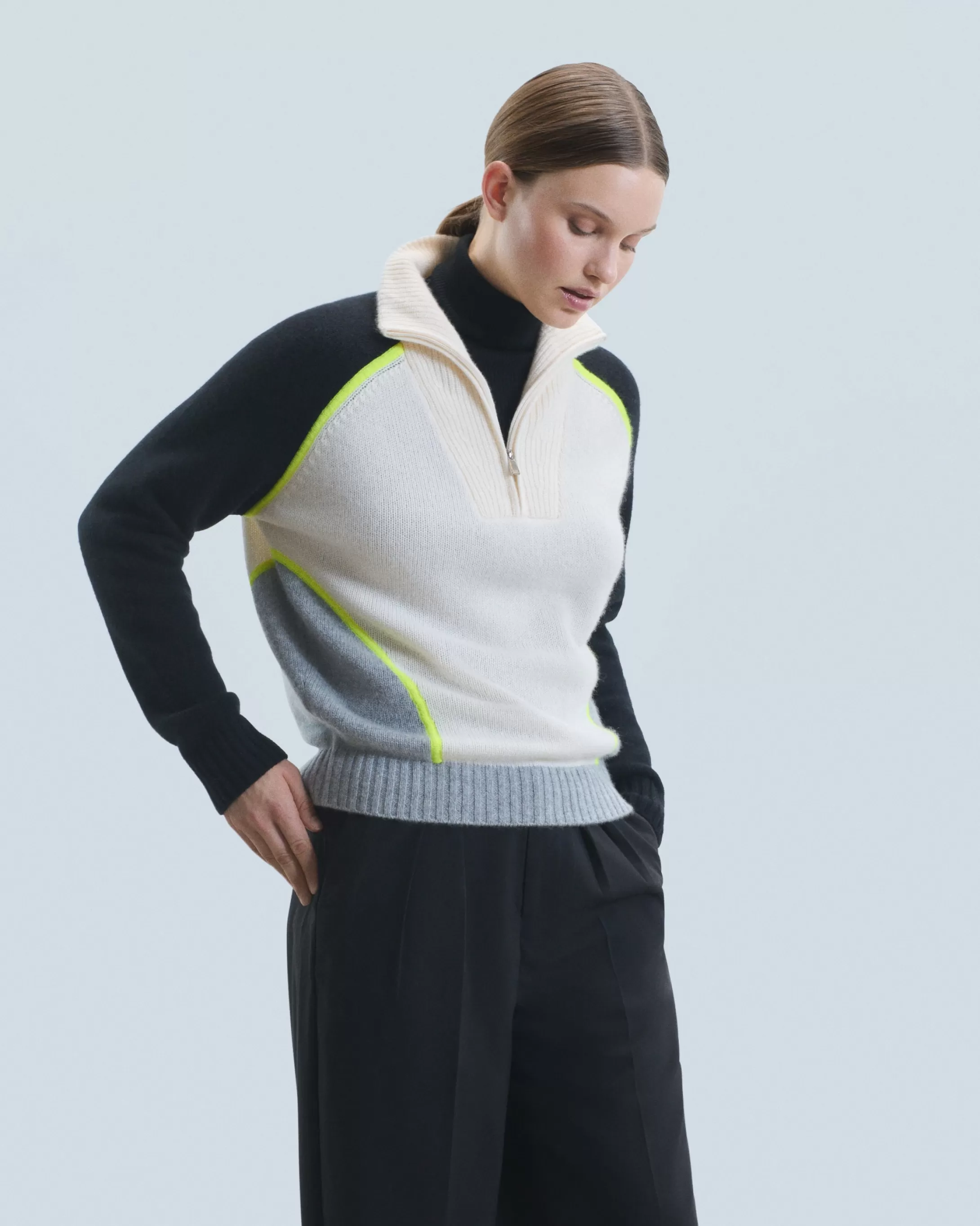 Maglione Collo alto con Zip Bicolore | FROM FUTURE Hot