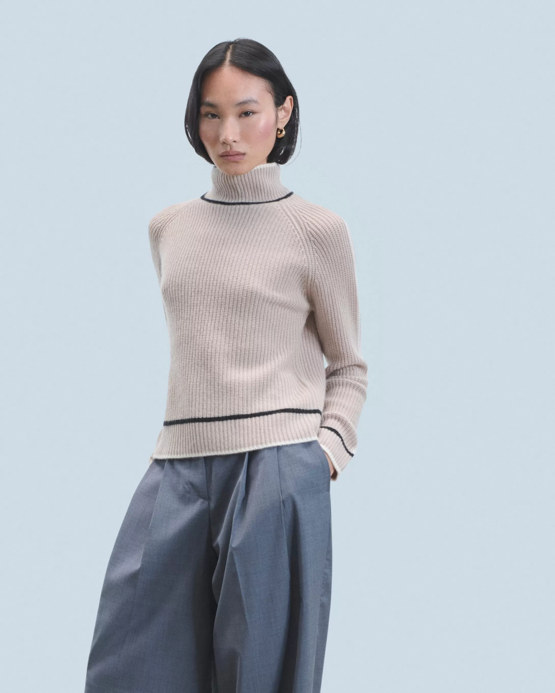 Maglione Collo alto Tricolore a Costa perlata | FROM FUTURE Best Sale