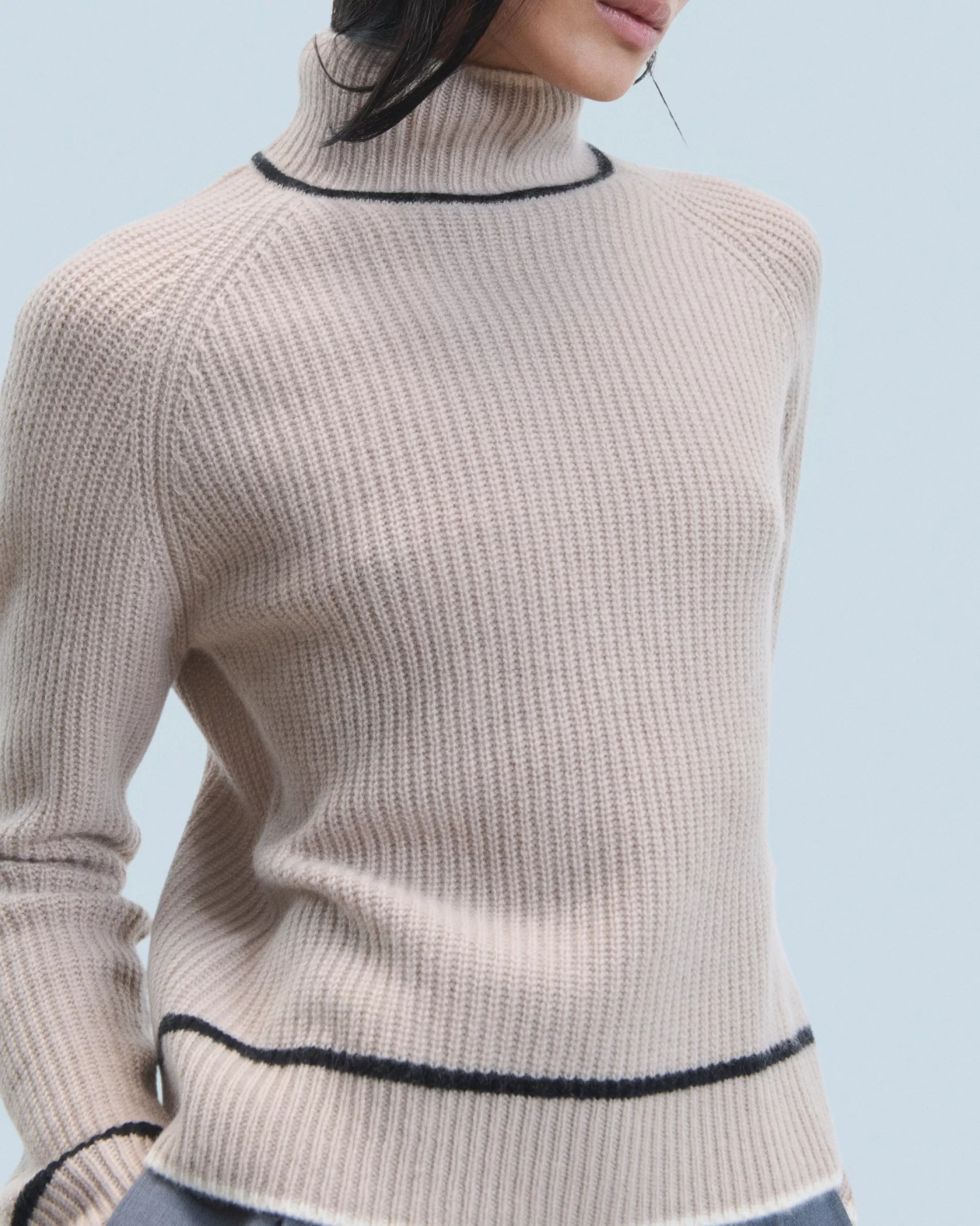 Maglione Collo alto Tricolore a Costa perlata | FROM FUTURE Best Sale