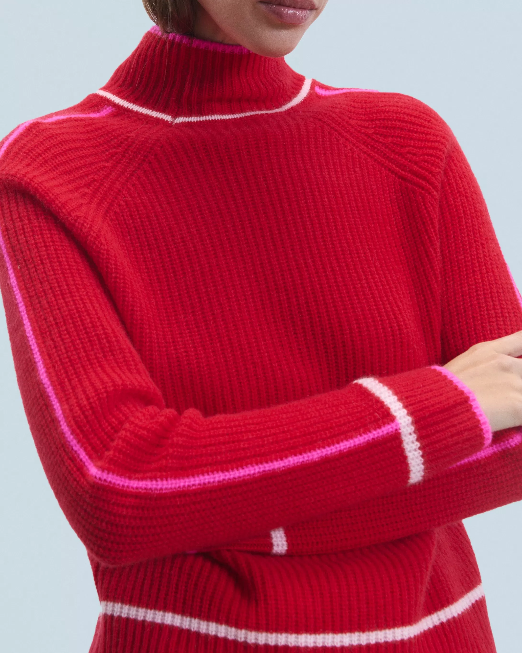 Maglione Collo alto Tricolore a Costa perlata | FROM FUTURE Best