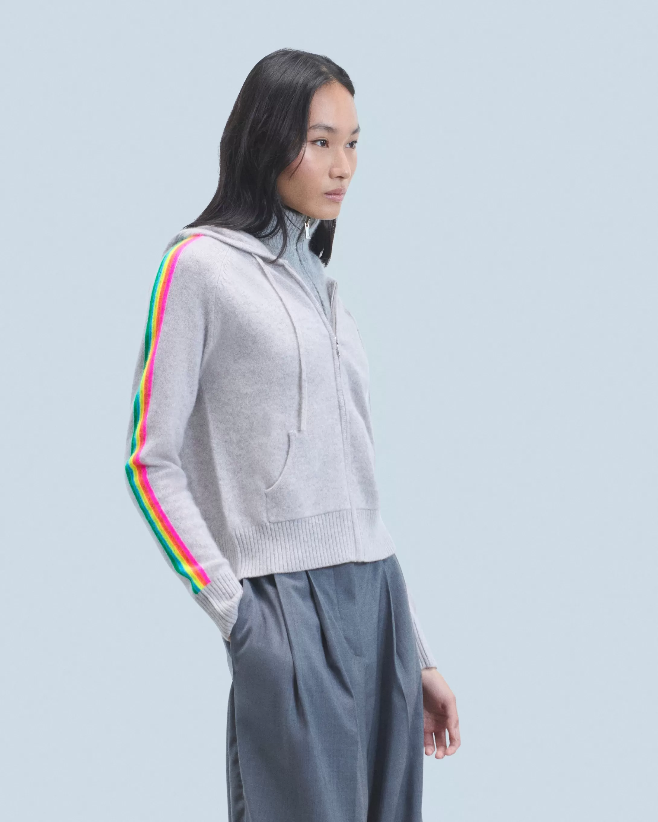 Maglione con Cappuccio Bande maniche Multicolori Leggero | FROM FUTURE Cheap