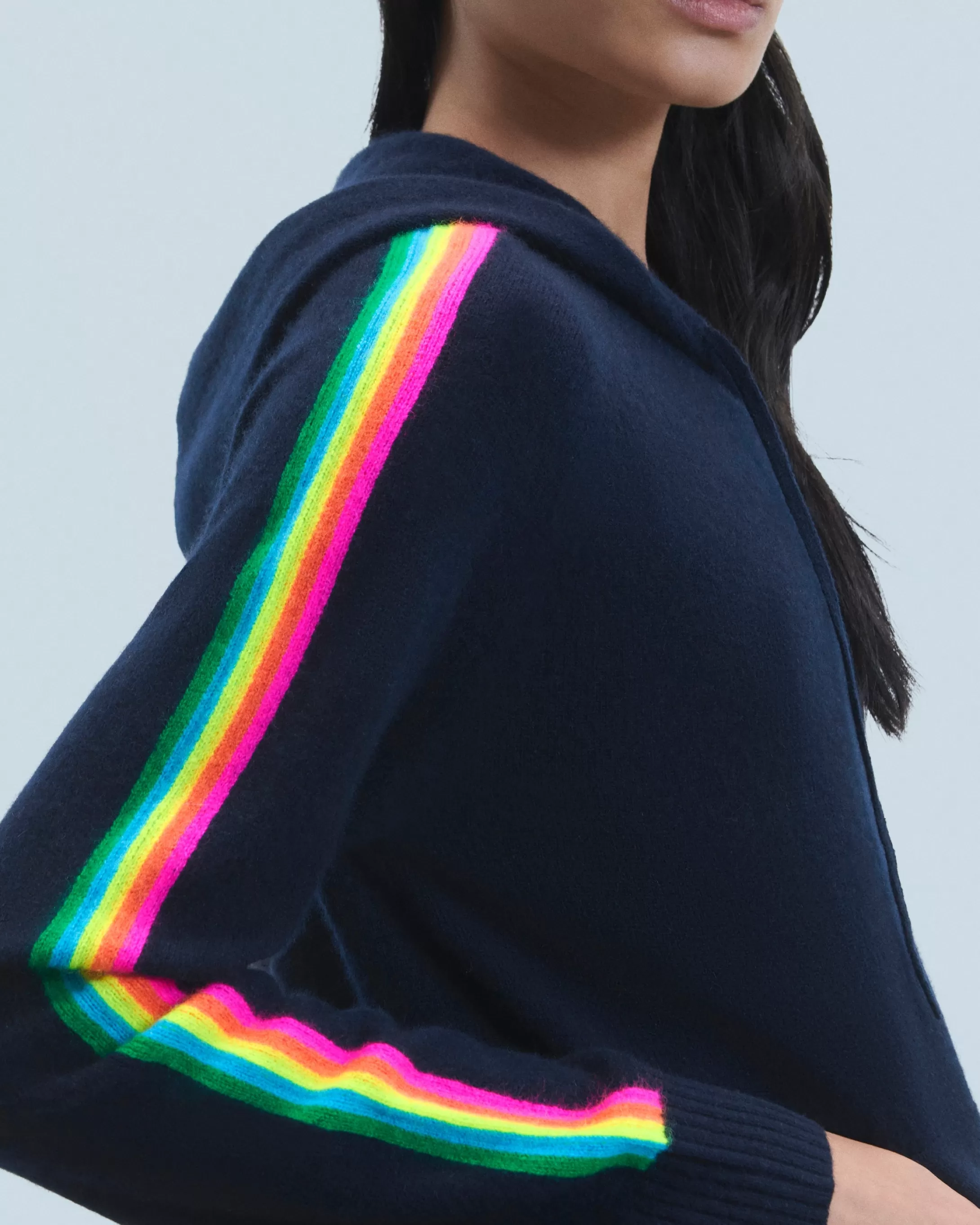 Maglione con Cappuccio Bande maniche Multicolori Leggero | FROM FUTURE Best Sale