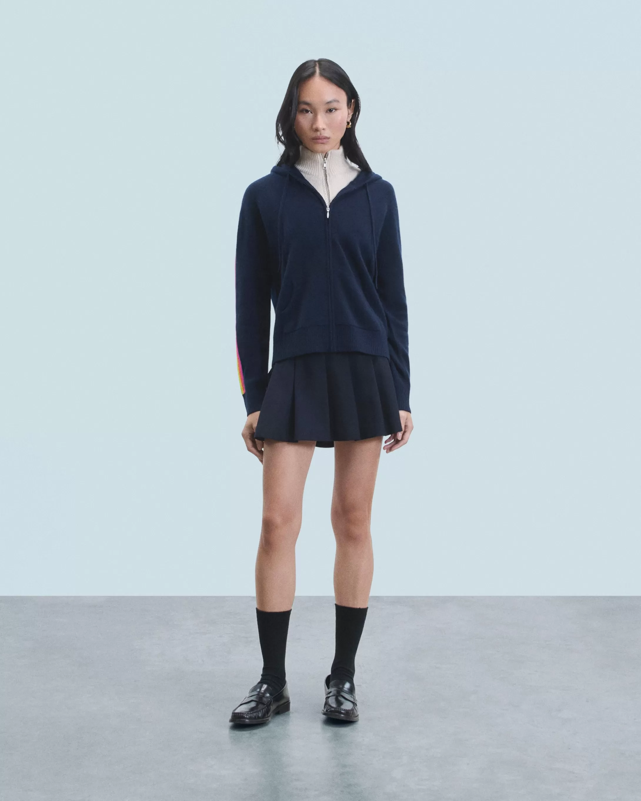 Maglione con Cappuccio Bande maniche Multicolori Leggero | FROM FUTURE Best Sale