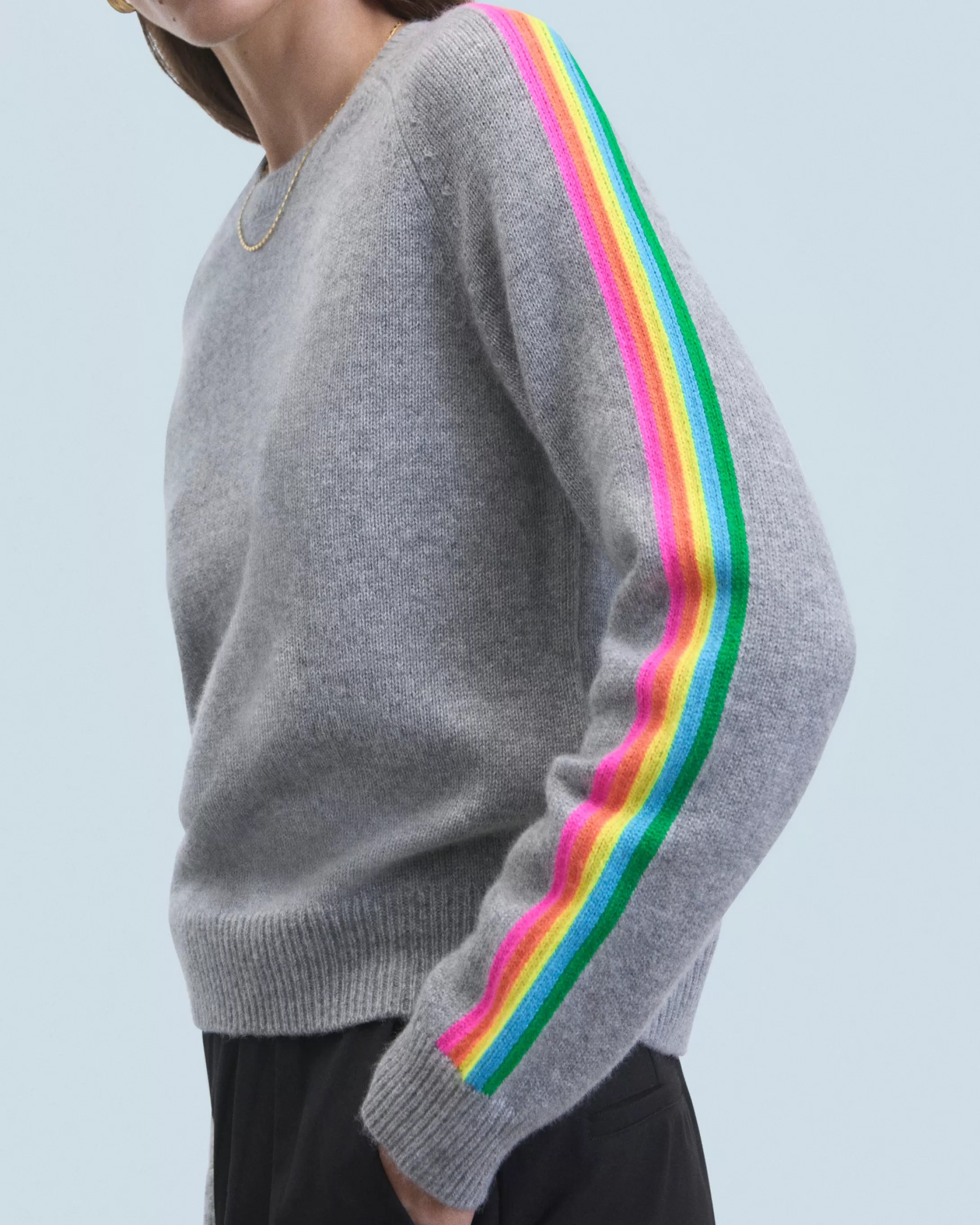 Maglione Scollo tondo Bande maniche Multicolori | FROM FUTURE Cheap